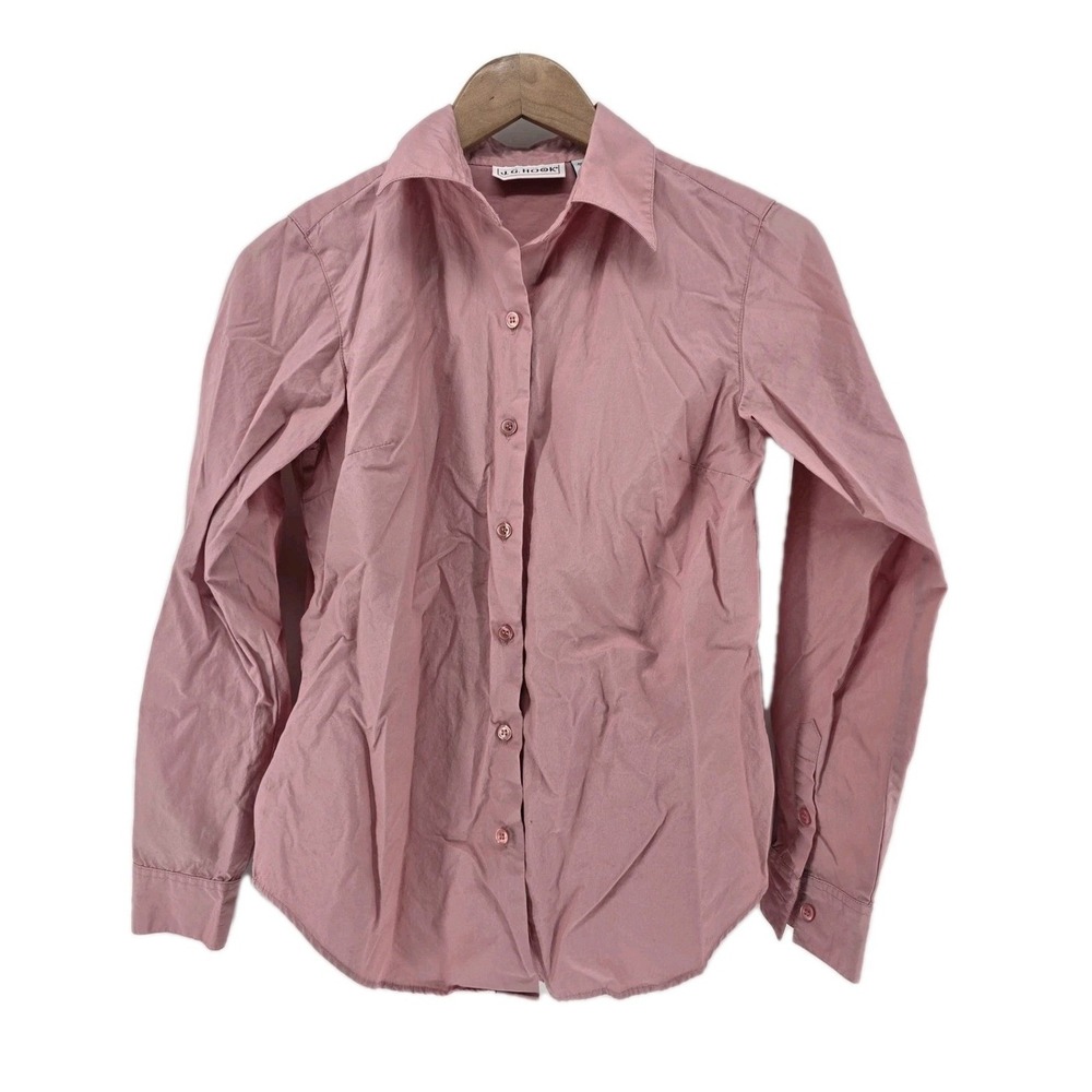 J.G. Hook Button Down Shirt Womens 6 Pink Solid 100% Cotton Long Sleeve Collared